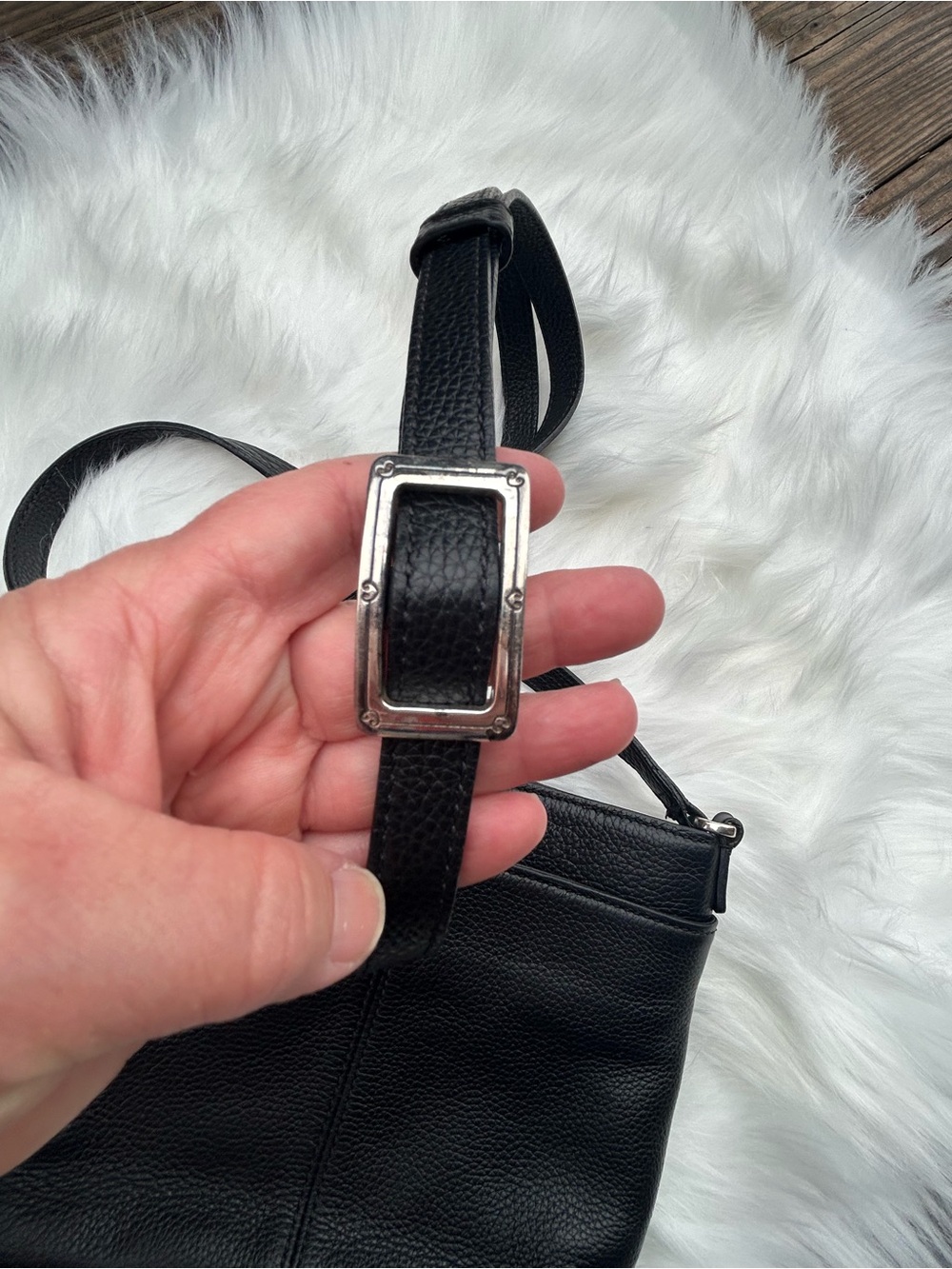 Black Pretty Tough Studded Crossbody Bag with Silver Accent - Picture 13 of 13